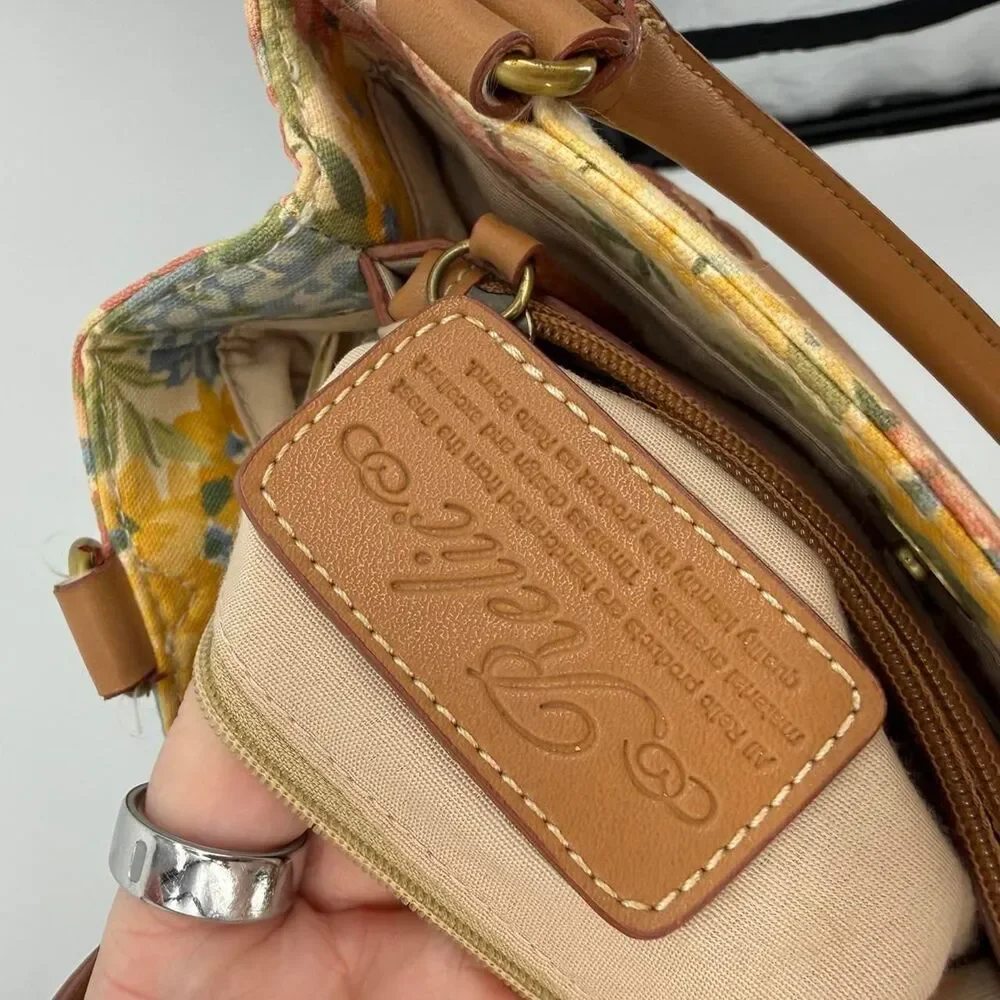 Relic Colorful Floral Canvas Top Handle Bag Spring Faux Leather Y2k